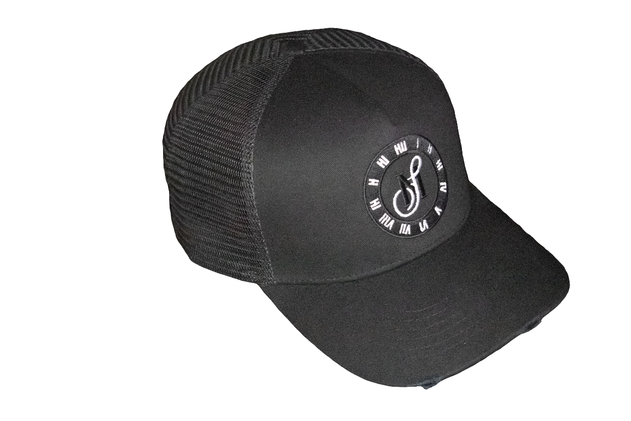 Black and White Distressed Snapback